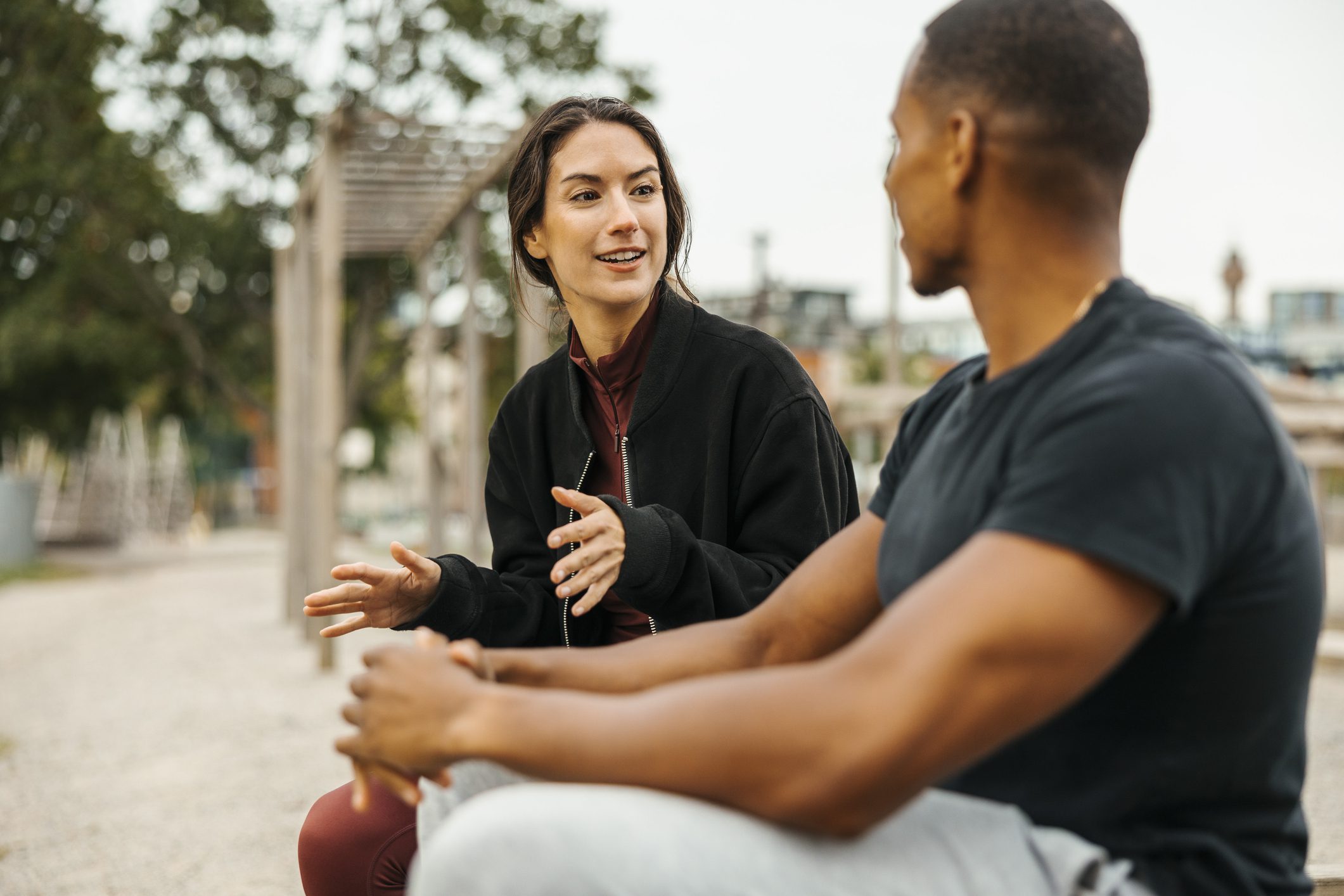happy adults on the beach